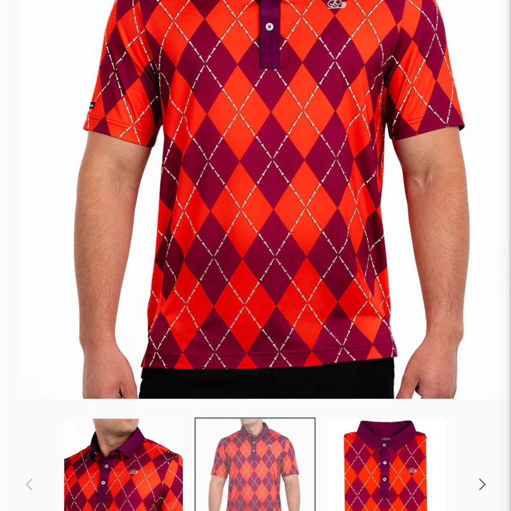 Men's Argyle Polo Shirt - Red and Purple